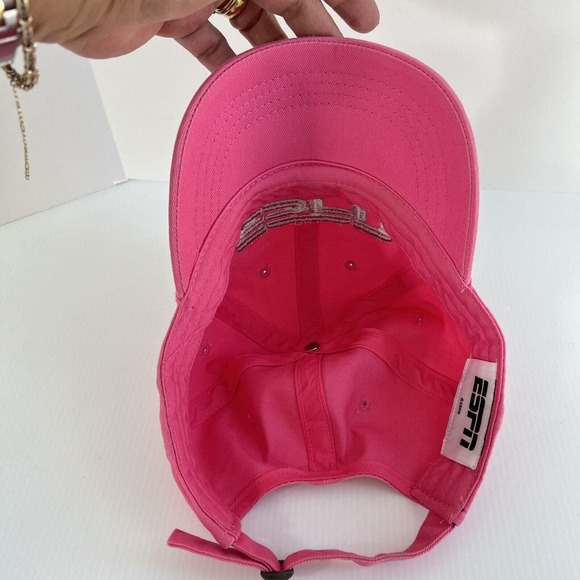 ESPN Baseball Hat Cap Embroidered Logo Adjustable Pink Silver Adult Strapback - Picture 8 of 10